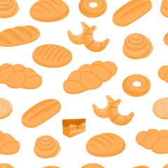 Bread. Seamless pattern. Bakery. Seamless pattern of fresh bakery set, vector illustration