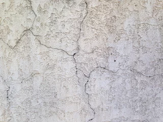 Papier Peint photo Vieux mur texturé sale vintage concrete wall with cracks, painted white, background stock texture