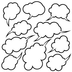 Set of empty comic speech bubbles. Design element for poster, card, banner, flyer.