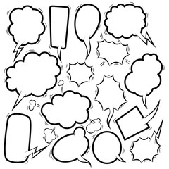 Set of empty comic speech bubbles. Design element for poster, card, banner, flyer. Vector illustration