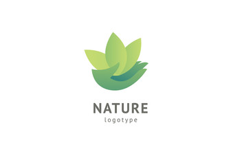 Abstract nature logo icon vector design. Healthy eco food, ecology, spa, diet, yoga, Environment day vector logo. Happy people with leaf logo. Fitness, sport web icon.