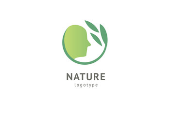 Abstract nature logo icon vector design. Healthy eco food, ecology, spa, diet, yoga, Environment day vector logo. Happy people with leaf logo. Fitness, sport web icon.