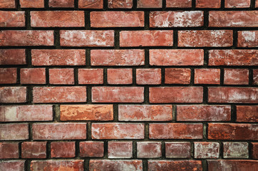 old red grunge brick wall pattern vintage background.