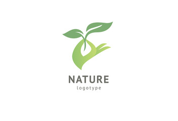 Abstract nature logo icon vector design. Healthy eco food, ecology, spa, diet, yoga, Environment day vector logo. Happy people with leaf logo. Fitness, sport web icon.