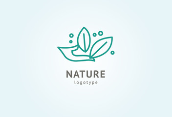 Abstract nature logo icon vector design. Healthy eco food, ecology, spa, diet, yoga, Environment day vector logo. Happy people with leaf logo. Fitness, sport web icon.