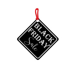 Black Friday Sale label. Vector ad illustration. Promotional marketing discount event