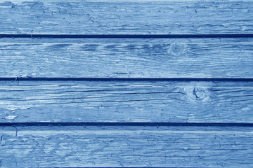 aged old blue wooden plank wall background with horizontal lines