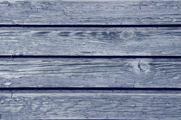 aged old blue wooden plank wall background with horizontal lines