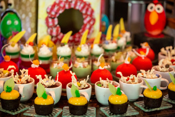 Catering sweets, dessert buffet, various kinds of cakes on event or wedding reception