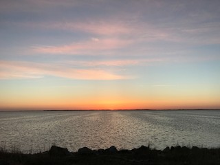 sunset over the sea - coastline of the island rügen