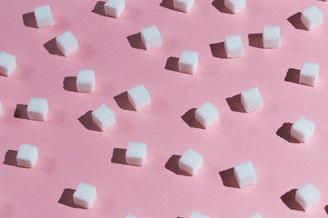 collection of cubes of sugar. top view photo.sweet -flavored substance. glucose