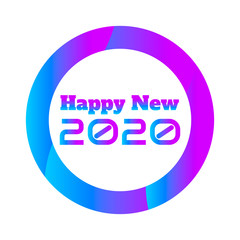 Happy 2020 New Year. Lettering holiday modern style elements with violet, purple and blue colors. Festive label inscription for cards, banners, posters. Editable EPS 10 Vector Illustration.