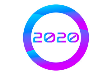 Happy 2020 New Year. Lettering holiday modern style elements with violet, purple and blue colors. Festive label inscription for cards, banners, posters. Editable EPS 10 Vector Illustration.