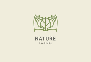 Abstract nature logo icon vector design. Healthy eco food, ecology, spa, diet, yoga, Environment day vector logo. Happy people with leaf logo. Fitness, sport web icon.