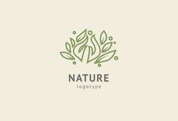 Abstract nature logo icon vector design. Healthy eco food, ecology, spa, diet, yoga, Environment day vector logo. Happy people with leaf logo. Fitness, sport web icon.