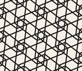 Naklejka premium Oriental linear geometric pattern. Seamless horizontal vector texture.