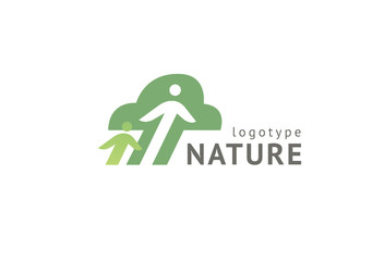 Abstract nature logo icon vector design. Healthy eco food, ecology, spa, diet, yoga, Environment day vector logo. Happy people with leaf logo. Fitness, sport web icon.