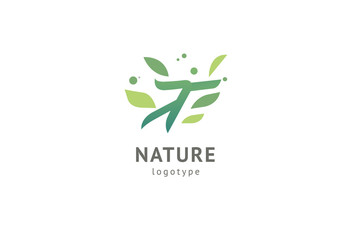 Abstract nature logo icon vector design. Healthy eco food, ecology, spa, diet, yoga, Environment day vector logo. Happy people with leaf logo. Fitness, sport web icon.