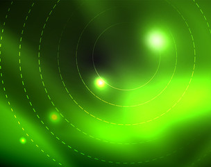 Dark space with neon color glowing lights abstract background