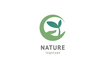 Abstract nature logo icon vector design. Healthy eco food, ecology, spa, diet, yoga, Environment day vector logo. Happy people with leaf logo. Fitness, sport web icon.