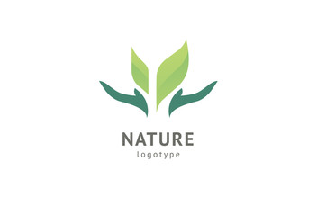 Abstract nature logo icon vector design. Healthy eco food, ecology, spa, diet, yoga, Environment day vector logo. Happy people with leaf logo. Fitness, sport web icon.