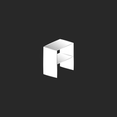 Letter A logo creative design, isometric shape from white sheets paper