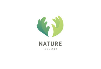 Abstract nature logo icon vector design. Healthy eco food, ecology, spa, diet, yoga, Environment day vector logo. Happy people with leaf logo. Fitness, sport web icon.