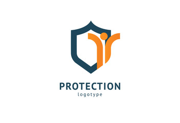 Shield icon. Vector flat style illustration Abstract business security Agency logo template. Logo concept of antivirus, protection, insurance, privacy, guard.