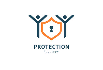 Shield icon. Vector flat style illustration Abstract business security Agency logo template. Logo concept of antivirus, protection, insurance, privacy, guard.