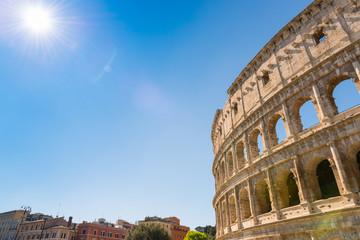 Colosseum in Rome at sunrise, Italy