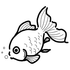 金魚　白黒　イラスト