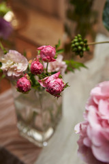 Flower arrangement at wedding party