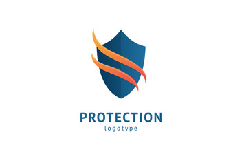 Shield icon. Vector flat style illustration Abstract business security Agency logo template. Logo concept of antivirus, protection, insurance, privacy, guard.