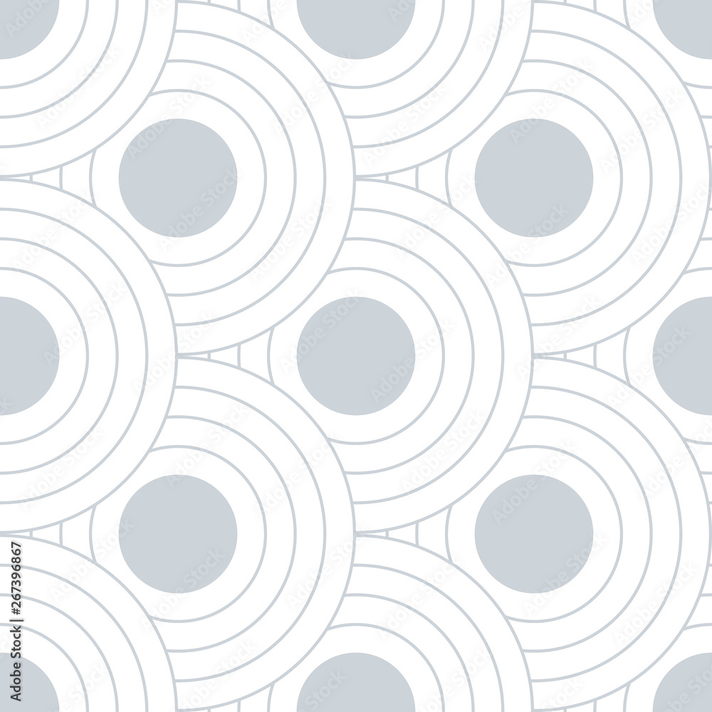 Poster Abstract retro pattern of geometric shapes. Neutral  mosaic backdrop. Geometric wave of circles  background, vector