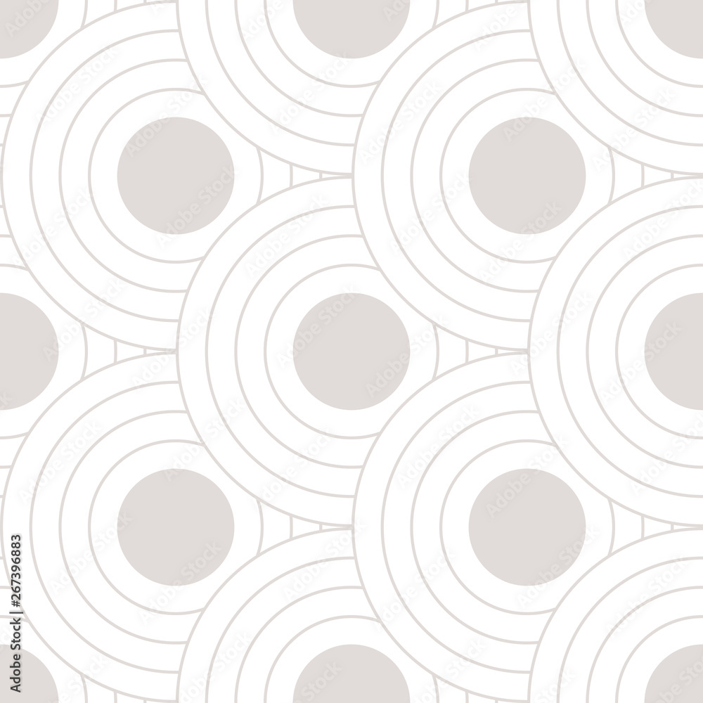 Poster Abstract retro pattern of geometric shapes. Neutral  mosaic backdrop. Geometric wave of circles  background, vector
