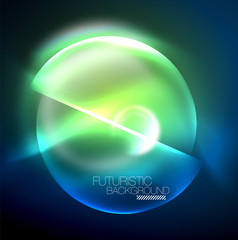 Blue neon bubbles and circles futuristic abstract background