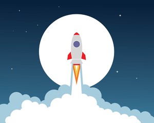 Rocket ilustration logo vector icon