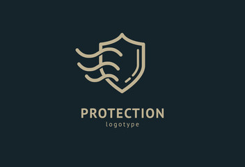 Shield icon. Vector flat style illustration Abstract business security Agency logo template. Logo concept of antivirus, protection, insurance, privacy, guard.