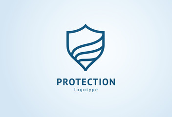 Shield icon. Vector flat style illustration Abstract business security Agency logo template. Logo concept of antivirus, protection, insurance, privacy, guard.