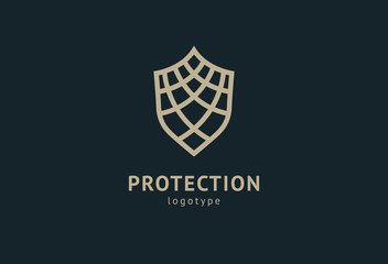 Shield icon. Vector flat style illustration Abstract business security Agency logo template. Logo concept of antivirus, protection, insurance, privacy, guard.