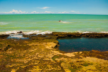 RECIFE, PERNAMBUCO, BRAZIL: Beautiful landscape with views of the rocks and turquoise sea.
