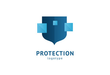 Fototapeta premium Shield icon. Vector flat style illustration Abstract business security Agency logo template. Logo concept of antivirus, protection, insurance, privacy, guard.