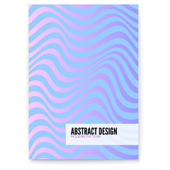 Vector layout from lines. Wavy uneven surface like flag or water. Minimalistic design in purple, aqua and pink bright trendy colors. Undulating backgrounds. Abstract distorted patterns from strips