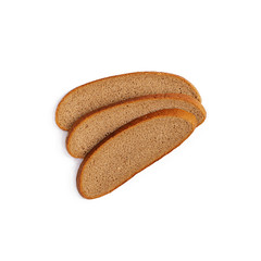 Slice of bread isolated on white background. Top view.