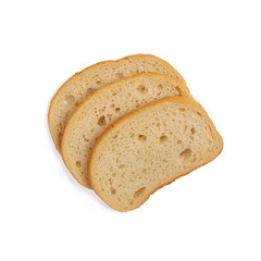 Slice of bread isolated on white background. Top view.