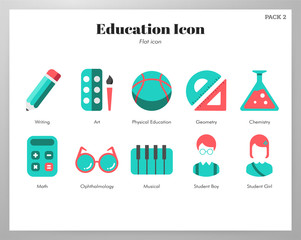 Education icons flat pack
