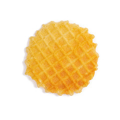 Round waffels isolated on white background. Top view.