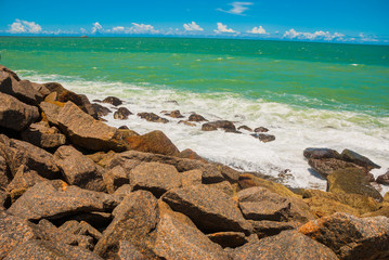 RECIFE, PERNAMBUCO, BRAZIL: Beautiful landscape with views of the rocks and turquoise sea.