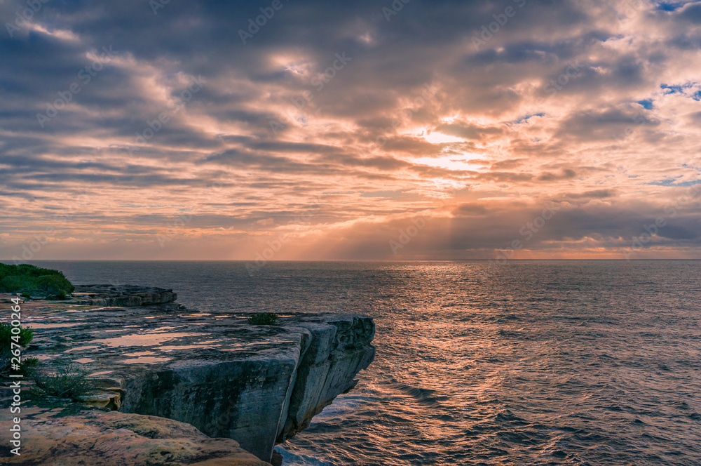 Wall mural sunset sky and ocean seascape nature background