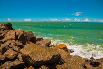 RECIFE, PERNAMBUCO, BRAZIL: Beautiful landscape with views of the rocks and turquoise sea.